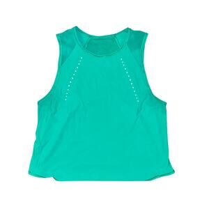 Lululemon Sculpt Cropped Tank Top Women's Size 6 Kelly Green Mesh Reflective